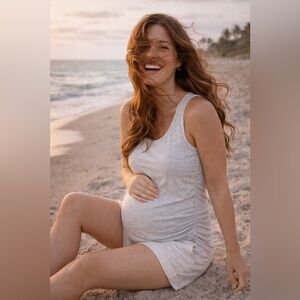 ✨Heather Gray Maternity Tank Top Ruched Sides Size Medium✨